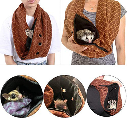 Pet Bonding Scarf - Carry Bonding Pouch - for Chinchillas, Hedgehogs, Rats, Sugar Gliders, Guinea Pigs, Rabbits, Hamsters, Gerbils, Squirrels, Ferrets, Kittens, Parrots, Birds, Reptiles (Black)