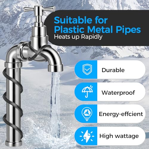 6FT(3FT~160FT) Water Pipe Heat Cable for Pipe Freeze Protection, Pipe Heating Cable for Metal And Plastic Home Pipes, Energy-Saving Heat Trace Cable Keeps Water Flowing, 120V 5W/ft - style: 6FT