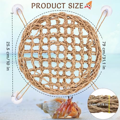 Hermit Crab Climbing Toys,Lizard Seagrass Mat,Hermit Crab Hammock with Suction Cups,Hermit Crab Supplies Decor Habitat,Small Reptile Tank Accessories for Guinea Pigs Hamsters Geckos (Circle) - size: Circle