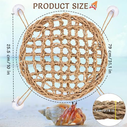 Hermit Crab Climbing Toys,Lizard Seagrass Mat,Hermit Crab Hammock with Suction Cups,Hermit Crab Supplies Decor Habitat,Small Reptile Tank Accessories for Guinea Pigs Hamsters Geckos (Circle) - size: Circle