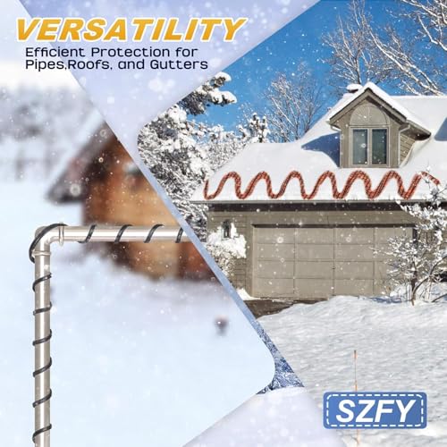 3FT~200FT Heat Tape for Water Pipes, -40°F Deicing Cable,Pipe Heat Cables for Roof,Gutter，Farm，Freeze Protetion Heating Wires, Heated Water Hose,Plumbing Fixtures,120V 5W/FT (80FT) - size: 80FT