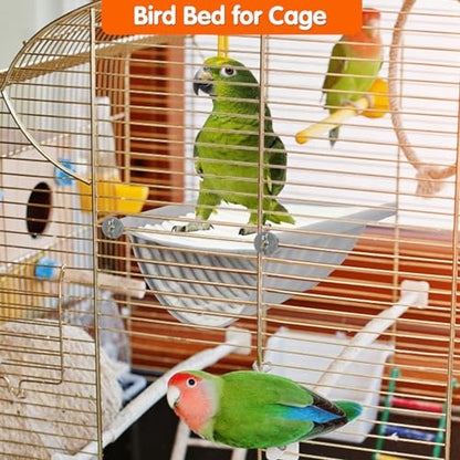 BWOGUE Winter Warm Bird Nest Bed Hanging Hammock Snuggle Hut Parrot House Tent Toy Bird Cage Perch for Parakeet Budgies Cockatiels Lovebird Cockatoo Finch Hamster Chinchilla Guinea Pig(Large, Grey) - color: Grey, size: Large (13.56"x9.2")
