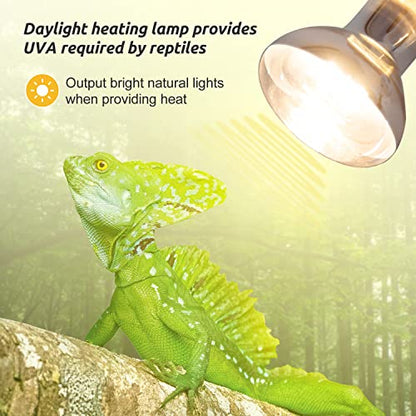 REPTI ZOO 5.5 Inch Deep Dome Reptile Light Fixture with Dimming Heat Lamp Temperature Controller & 75W Reptile Heat Lamp Infrared Heat Emitter Red Heat Lamp and UVA Daylight Basking Spot Light