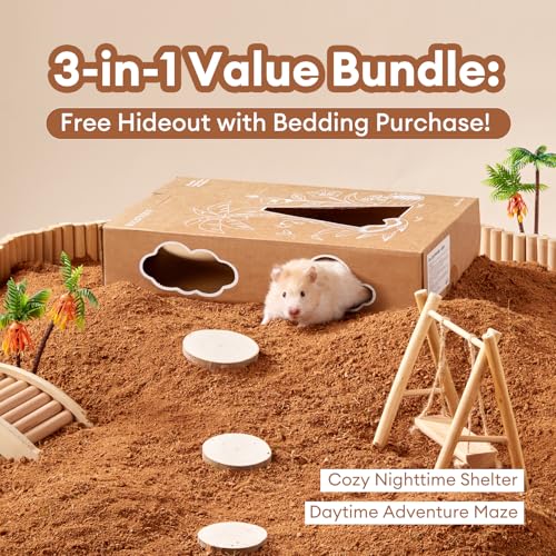 BUCATSTATE 5L Natural Coco Fiber Hamster Bedding, Soft Natural Coco Fiber Substrate for Small Pets & Dwarf Syrian Hamsters, Gerbils, Mice, Low-dust Hamster Hamsters