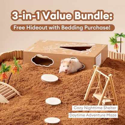 BUCATSTATE 5L Natural Coco Fiber Hamster Bedding, Soft Natural Coco Fiber Substrate for Small Pets & Dwarf Syrian Hamsters, Gerbils, Mice, Low-dust Hamster Hamsters