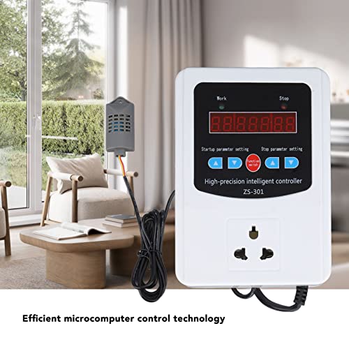 Humidity Controller,1500W Digital Humidity Controller LCD Display Humidistat Plastic Timing Air Humidity Controller for Home Farm Greenhouse (110V-US)