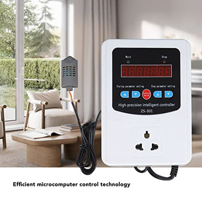 Humidity Controller,1500W Digital Humidity Controller LCD Display Humidistat Plastic Timing Air Humidity Controller for Home Farm Greenhouse (110V-US)