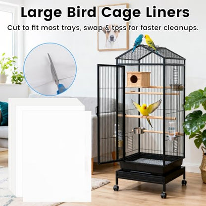 17.7x13.8in Bird Cage Liners - 200 Sheets Pre-Cut Disposable Cage Tray Liners, High Absorbent Non-Woven Pads for Parrots, Cockatiels and Small Animals - size: 17.7x13.8in-200P