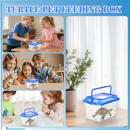 Portable Small Reptile Tank with Lid and Handle, Plastic Turtle and Fish Aquarium for Home Use, Sturdy Transport Box for Turtles and Reptiles, Friendly Pet Habitat