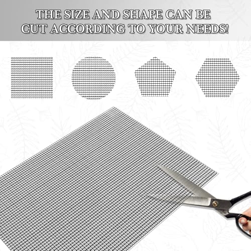 15 Pcs Flower Pot Hole Mesh Pad, 11.8 * 7.8 Inch Bonsai Pot Mesh, Bonsai Pot Bottom Grid Mat Mesh, Plant Drainage Screens Gasket, Keep Bonsai Soil from Flowing Away (Black)