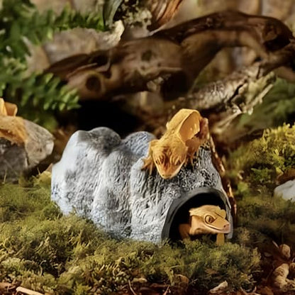 Exo Terra Wet Rock Moisture Retaining Ceramic Reptile Cave,Grey,Large - size: L