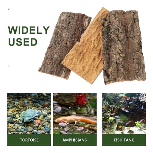 Kisangel Natural Cork Bark Aquarium Decor 4Pcs 7.87X4.13 Inch Terrarium Bark Background Reptile Tank Accessory for Climbing Habitat and Fish Tank Decoration