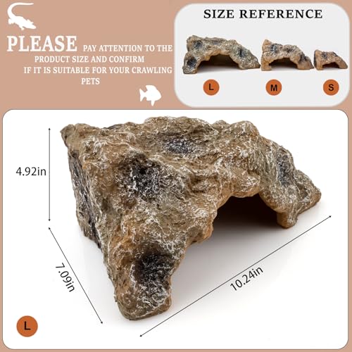 Large Reptile Cave Hideouts - Simulation Rock Terrarium Habitat Décor for Bearded Dragons, Turtles, Lizards, Snakes & More
