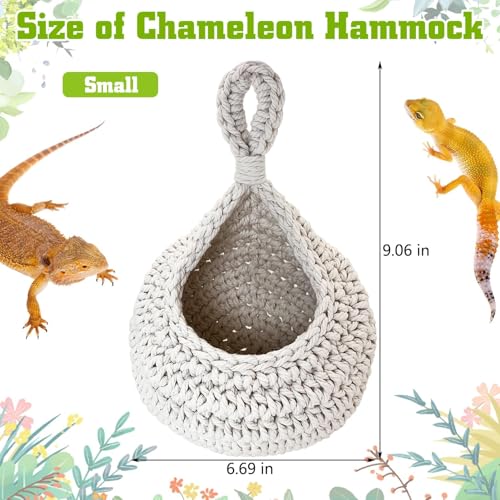 PINVNBY Bearded Dragon Hammock, Wall-Mounted Snake Hammock with Adhesive Hook Snake Enclosure Accessories Habitat Terrarium Decor for Chameleon Lizards Gecko (S)
