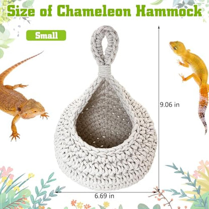 PINVNBY Bearded Dragon Hammock, Wall-Mounted Snake Hammock with Adhesive Hook Snake Enclosure Accessories Habitat Terrarium Decor for Chameleon Lizards Gecko (S)