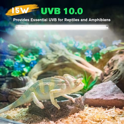 3-Pack UVB Reptile Light 10.0 Bulb 15W T8 Fluorescent Desert Lamp UVA for Bearded Dragon Tortoise Reptile & Amphibian - size: T8 15W 3PCS