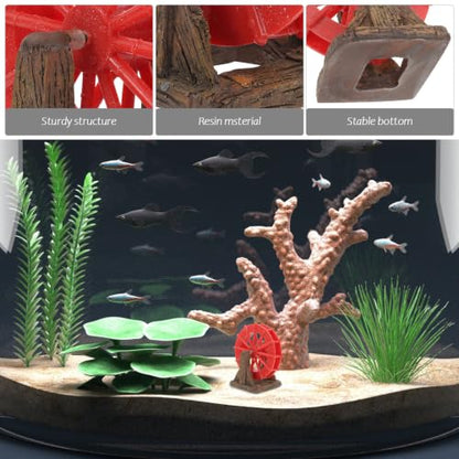 jojofuny Miniature Aquarium Water Wheel Fish Tank Fountain Decorative Plastic Water Mill Model for Aquatic Environments and Fish Tank, Increases Oxygen Supply Realistic Design for Hotels