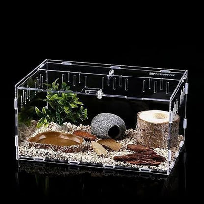 Mini Reptile Terrariums Tank, Tarantula Enclosure, Chameleon cage, Amphibians Habitat Cages for Small Reptiles, Geckos, Snakes, Lizards, Turtles, Serpents -Acrylic(11.8 * 7.8 * 5.9 inchs) - color: 33#2