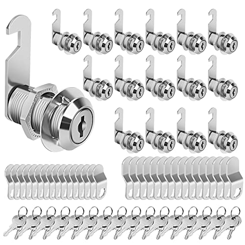 Cam Locks Cabinet Locks Keyed Alike, 1-1/8'' (Length) Cylinder Secure Files Drawers RV Storage Locks Replacement Set, Zinc Alloy Chrome Finish (1-1/8 Inch 16Pcs) - size: 1-1/8 Inch 16Pcs
