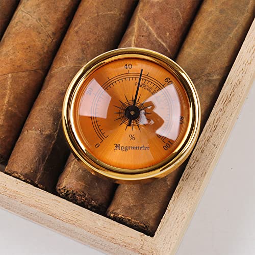 Rulbelok Mini Hygrometer Analog Hygrometer Mechanical Round Hygrometer Humidity Gauge for Cabinet Cans 1.77 Inch (Gold) Analog Hygrometer Indoor Humidity