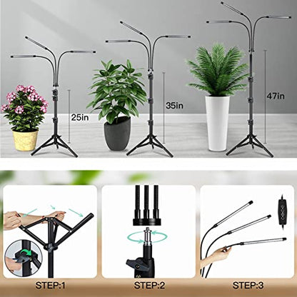 GHodec Grow Light with Stand, 60 LED 5500K Full Spectrum Floor Plant Light for Indoor Plants Growing,5 Dimmable Levels & Auto On/Off Timer,Tripod Stand Plant Lamp Height Adjustable - size: 75Watts