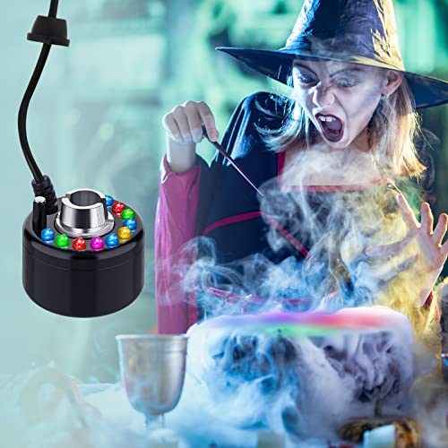 Yaomiao 4 Piece Halloween Mist Maker Fogger Small Ultrasonic Fog Machine Fountain Mister Fogger Water Garden Pond Foggers Air Humidifier with 12 LED Light Flashes for Halloween (Black and Silver) - color: Black and Silver