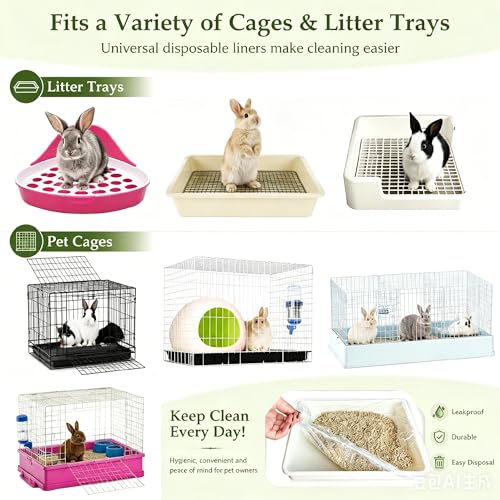 upcessory Disposable 50 pcs Small Animal Cage Liners, Rabbit Tray Film Liner Bunny Litter Pan Bags Guinea Pig Cage Toilet Plastic Film for Bird Hamster Chinchilla Hedgehog - style: L+W ＜ 23''