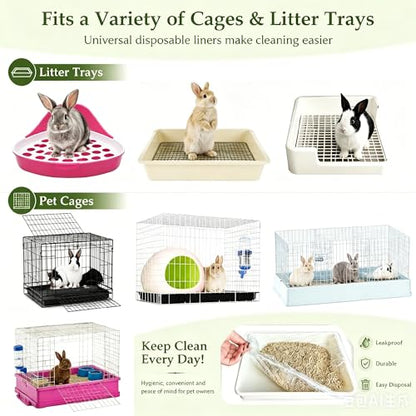 upcessory Disposable 50 pcs Small Animal Cage Liners, Rabbit Tray Film Liner Bunny Litter Pan Bags Guinea Pig Cage Toilet Plastic Film for Bird Hamster Chinchilla Hedgehog - style: L+W ＜ 23''