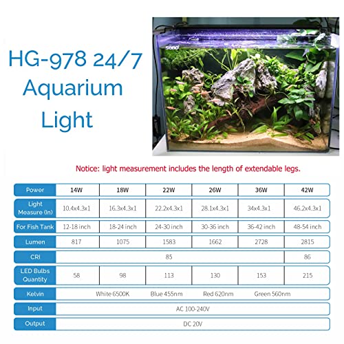 hygger Advanced LED Aquarium Light with Timer, 24/7 Lighting Cycle & DIY Mode, Full Spectrum Fish Tank Light for 18-24 in Freshwater Planted Tank - size: 18"- 24"