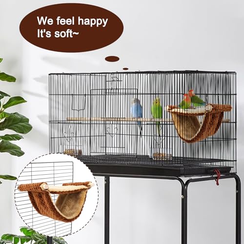 BWOGUE Winter Warm Bird Nest Bed Hanging Hammock Snuggle Hut Parrot House Tent Toy Bird Cage Perch for Parakeet Budgies Cockatiels Lovebird Cockatoo Finch Hamster Chinchilla Guinea Pig - color: Coffee, size: Medium (9"x7.2")