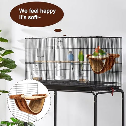 BWOGUE Winter Warm Bird Nest Bed Hanging Hammock Snuggle Hut Parrot House Tent Toy Bird Cage Perch for Parakeet Budgies Cockatiels Lovebird Cockatoo Finch Hamster Chinchilla Guinea Pig - color: Coffee, size: Medium (9"x7.2")