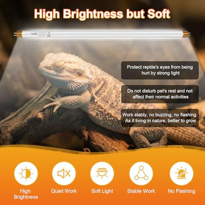 UVB Light for Reptiles Bearded Dragon, 3 Pack T5 UVB Reptile Light UVB Bulb 10.0 24W UVA UVB Reptile Light Bulb Terrarium Light Lamp Tube for Turtle Chameleon Leopard Gecko Snake Tank, 22 Inch - size: T5-22 Inch(3 Pack)