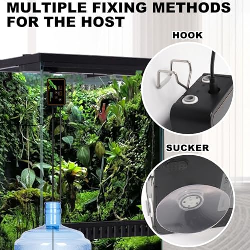 Luocute Automatic Reptile System with Timer, 360° Adjustable Nozzles Smart Misting System for Reptiles Terrariums Rainforest Timer Misting System, Quiet Touch Control DC 5V (US Plug)