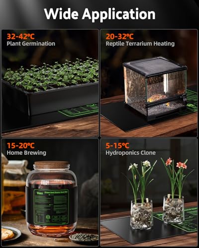 iPower 2-Pack Durable Waterproof Seedling Heat Mat 10" x 20" Warm Hydroponic Plant Germination Starting Pad, 2 Pack, Black - size: 10" x 20", style: 2 Pack