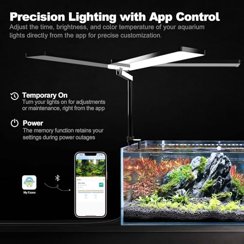 FZONE Solo Series Nano LED Aquarium Light, Full Spectrum and Dimmable, App-Controlled, for Freshwater and Planted Tanks - color: White-Fresh