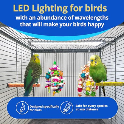 HappyBird Lighting Bird Cage Light with Chew Guard - Full Spectrum LED Pet Light - Simulates Natural Environment - Safe for Hookbill Birds – Easy to Install - (24" Long) - size: 24"