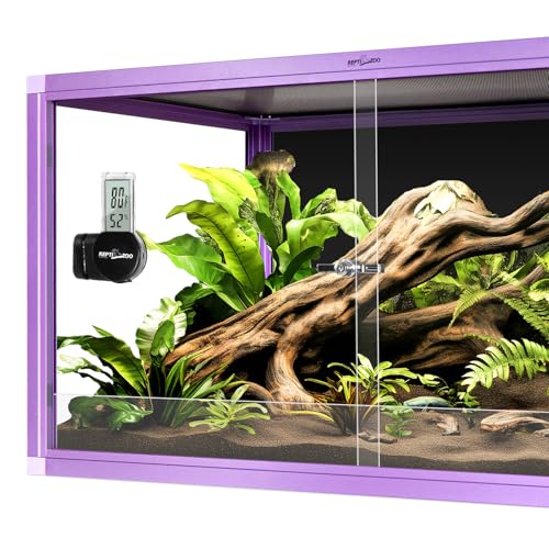 REPTI ZOO Magnetic Reptile Thermometer and Humidity Gauge, Digital LCD Temperature Humidity Monitor, Tank Terrarium Temp and Humidity Meter Accessories for Bearded Dragon, Snake, Hermit Crabs, Gecko