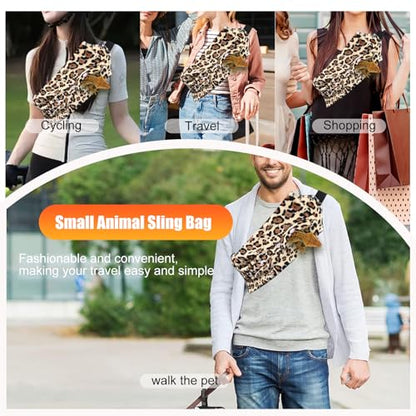 Portable Bearded Dragon Carrier with Leash and Harness Set, Beardie Carrier, Lizard Adjustable Harness with Leather Wings and Sling Bag, Reptile Small Pet Travel Cage - color: Pink