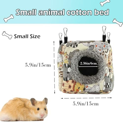 Hamster Rat Hammock Bed, Hanging Cave Shaped Cotton Nest Suitable for Small Animals Hamsters Rat Mouse Gerbil Sugar Glider Squirrels etc (S) - size: Small