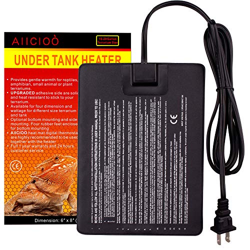 Aiicioo Reptile Heating Pad - Hermit Crab Heater Heat Mat for Reptiles Snake Lizard Terrarium 8 Watt - size: 6" X 8"(8W)