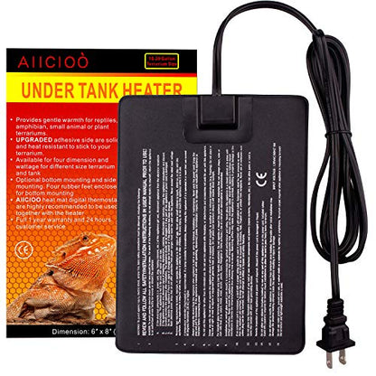 Aiicioo Reptile Heating Pad - Hermit Crab Heater Heat Mat for Reptiles Snake Lizard Terrarium 8 Watt - size: 6" X 8"(8W)