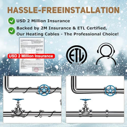 HEATIT JHSF1 18FT Self-Regulating Heating Cable, 120V 5W/ft | Pre-Assembled Heat Tape with Spacers and Clips for Roof De-Icing, Gutter Heating and Pipe Freeze Protection - color: 5W/FT (KIT), style: 18FT