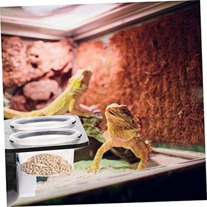 Reptile Feeder with Suction Cup Double Cup Food and Water Bowl for Lizards Geckos Bearded Dragons Easy to Clean and Install Feeding Tool for Crawling Pets
