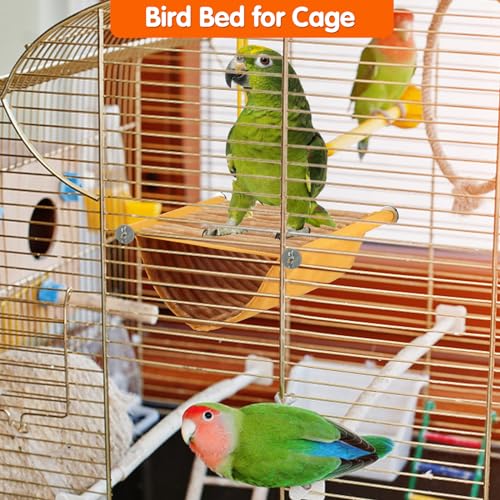 BWOGUE Winter Warm Bird Nest Bed Hanging Hammock Snuggle Hut Parrot House Tent Toy Bird Cage Perch for Parakeet Budgies Cockatiels Lovebird Cockatoo Finch Hamster Chinchilla Guinea Pig(Large, Yellow) - color: Yellow, size: Large (13.56"x9.2")