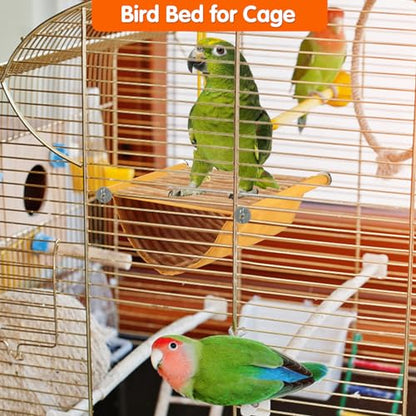 BWOGUE Winter Warm Bird Nest Bed Hanging Hammock Snuggle Hut Parrot House Tent Toy Bird Cage Perch for Parakeet Budgies Cockatiels Lovebird Cockatoo Finch Hamster Chinchilla Guinea Pig(Large, Yellow) - color: Yellow, size: Large (13.56"x9.2")