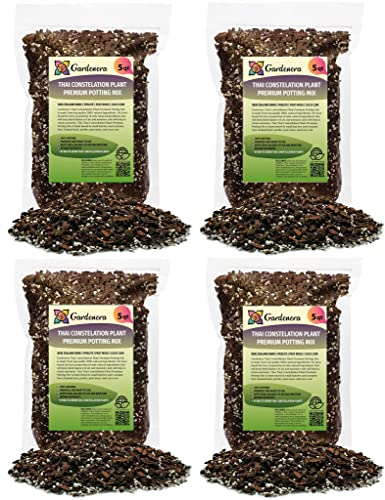Premium Thai Constellation Monstera Soil Mix - Trusted by Experts for Strong and Healthy Plants by Gardenera - 20 Quart (4 Bags of 5 Quart) - size: 20 QUART