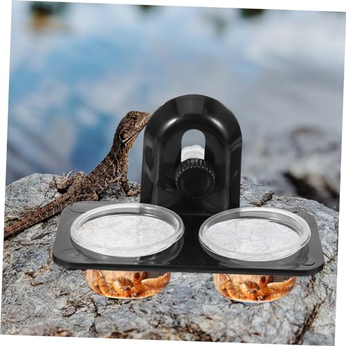 YARNOW Reptile Feeder Water and Food Bowl Container Durable Dual Compartment Basin for Lizards Turtles Geckos and Screw Type Design for Easy Feeding