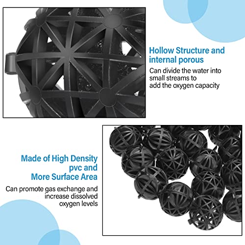 CHENGU 500 Pieces Bio Filter Balls Black Bio Balls for Aquarium Pond Filters Bulk 1.02 Inch Internal Bioball Media with 5 Pieces Filter Media Mesh Bags with Zipper for Aquarium Fish Tank Pond