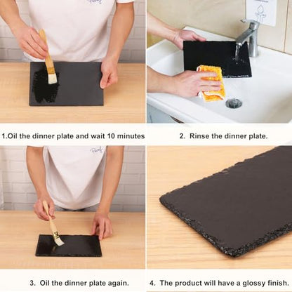 8 Pack 10 x 6 Inch Slate Cheese Boards, Black Rectangle Slate Charcuterie Boards, Natural Charcuterie Stone Plates for Parties, Gifts, and Special Events, Cheese, Sushi, Food. - size: 8 Pack 10 x 6 Inch