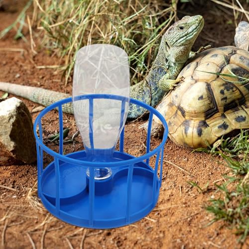 Toddmomy Automatic Reptile Water and Food Dish Bowl, Dark Blue Dual-Function Feeding Tray for Tortoises, Lizards, and Terrarium Pets with Large Capacity Water Reservoir